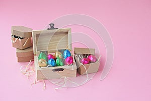 set of Easter chocolates as a greeting card