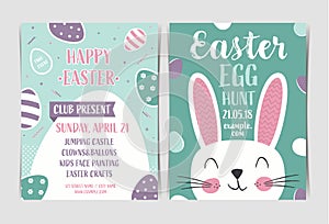 Set of Easter egg hunt invitation template.