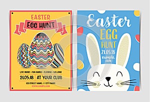 Set of Easter egg hunt invitation template.