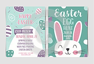 Set of Easter egg hunt invitation template. photo