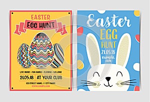 Set of Easter egg hunt invitation template. photo