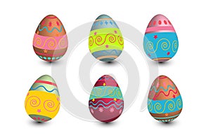 Set of easter eggs colored with metallic paint in differen patterns.