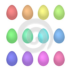 A set of Easter eggs of different colors without a pattern