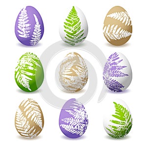 Set of Easter eggs with fern floral ornate for Your holiday design 2