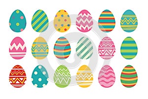 Set of easter eggs flat design on white background.