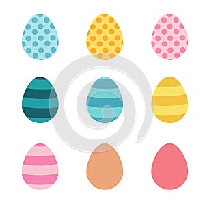 Set of easter eggs flat design on white background