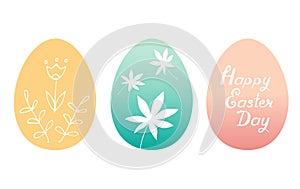 Set of easter eggs with geometric and floral ornaments.