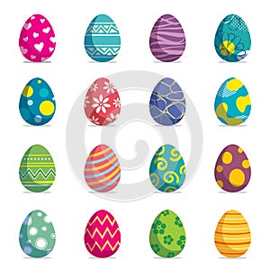 Set of easter eggs isolated background. Vector modern new design with different colors and patterns