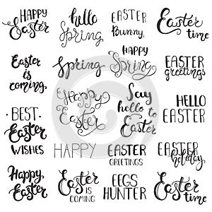 Set of Easter hand drawn lettering.