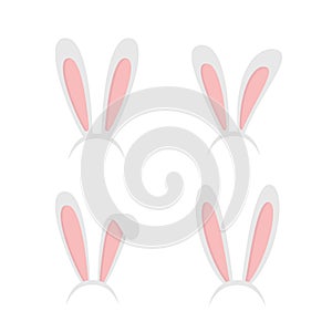 Set Easter masks with rabbit ears isolated on white background - stock vector