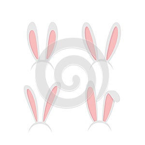 Set easter rabbit, easter bunny ears. Easter masks with rabbit ears isolated on white background - stock vector