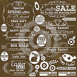 Set of easter sale offer labels, vector