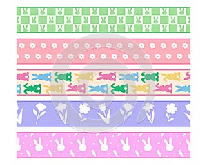 Set Easter seamless ribbons templates