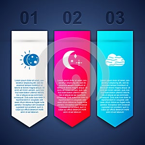 Set Eclipse of the sun, Moon and stars and Fog cloud. Business infographic template. Vector