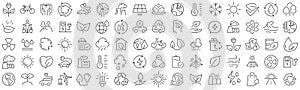 Set of eco and environment line icons. Collection of black linear icons