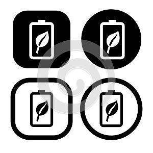 Set of Eco-friendly power Battery charge logo icon vector illustration logo Isolated template.