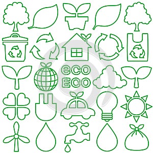 Set of eco icons. vector illustration.