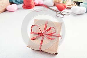 Set of eco presents laid out on the table. Zero waste gift.