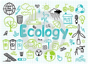 Set of ecology, ecology problem and green energy icons