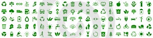 Set of 100 ecology icons. Eco green signs. Nature symbol Ã¢â¬â vector