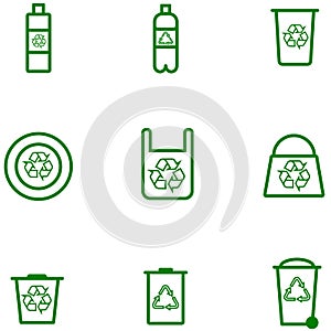 Set ecology icons stock vector of plastic products