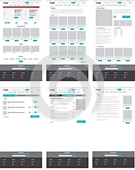 Set of ecommerce website templates. Homepage, category, product