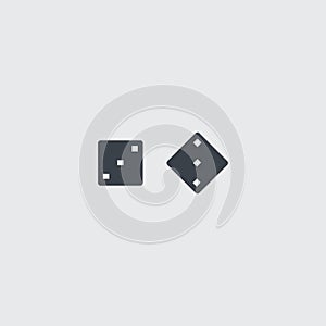 Black flat backgammon dices vector icon