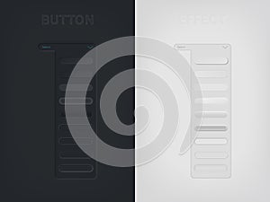 Set of editable emboss & deboss 3d button effects. Doff neumorphism style.