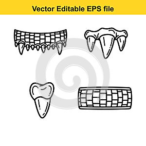 Set of editable tooth icons