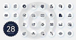 Set of Education icons, such as Cloud server, Comment and Target flat icons. For website design. Vector