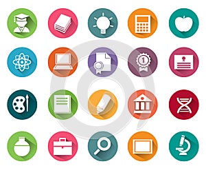 Education icons.Set of 20 learning icons vector isolated on white background photo