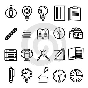 Collection of Hand-Drawn Education and Office Icons