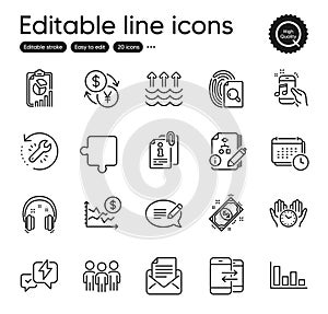 Set of Education outline icons. Contains icons as Music phone, Group and Mail correspondence elements. Vector