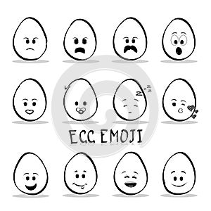 Set of egg emoji isolated on white background.