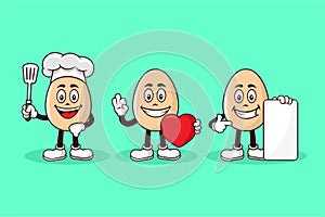 Set eggs mascot cartoon character design illustration collection