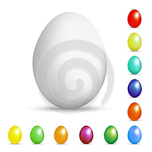 Set of eggs in a realistic style with a shadow of different colors for Easter and other holidays