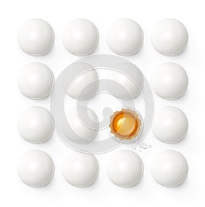 Set of eggs with yolk and shell