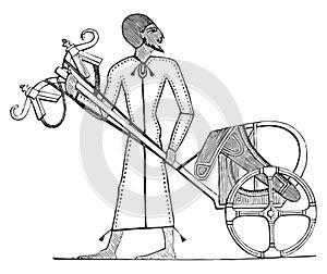 Chariot of the Rut-en-nu. Set of Egiptian labels and elements. Vector set illustration template tattoo.