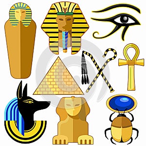 Set of Egypt Ancient Symbols Icons Elements Vector Graphic Art photo