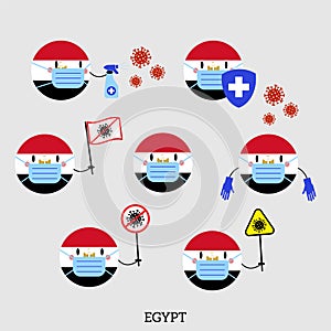 Set of Egypt Country Balls Icons