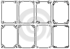 Set of eight black decorative frame