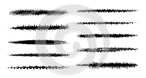 Set of eight black vector grunge ink brush strokes for your design