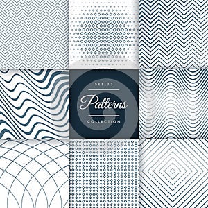 Set of eight different line pattern background