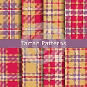 Set of eight seamless vector tartan square patterns. design for textile, covers, packaging, christmas