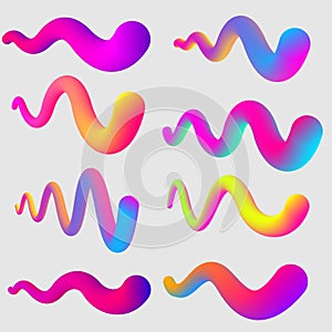 Set of eight vector abstract gradient elements. Modern vector gradient elements