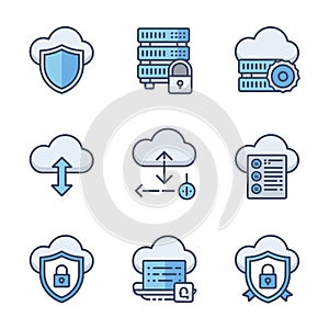 Cloud Computing Security Icons Set Data Protection