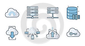 Cloud Computing and Server Icons Set