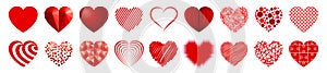 Set of eighteen hearts - vector photo