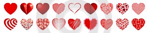 Set of eighteen hearts - vector