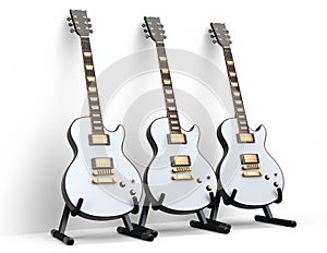 Set of electric acoustic guitar isolated on white background.